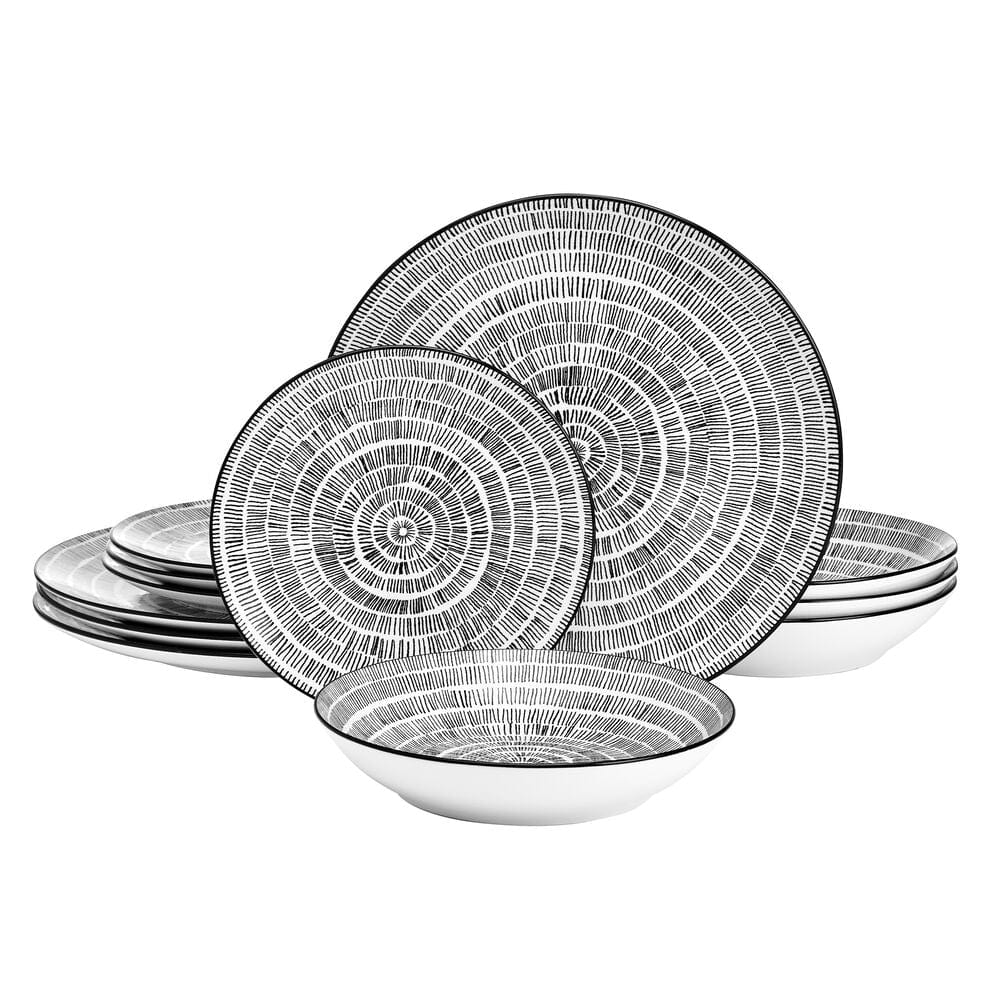 Sketch Serenade 12 Piece Dinnerware Set. Service For 4