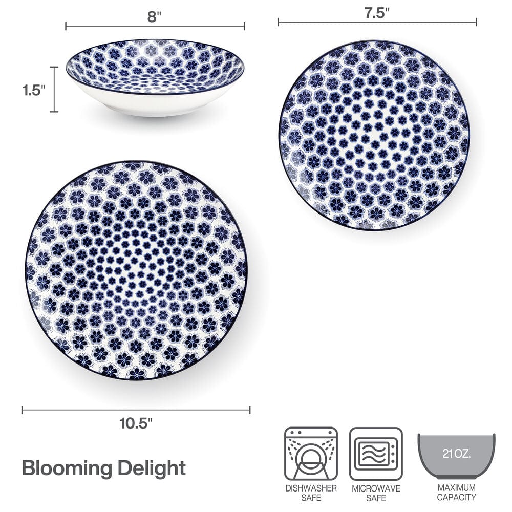 Blooming Delight 12 Piece Dinnerware Set. Service for 4