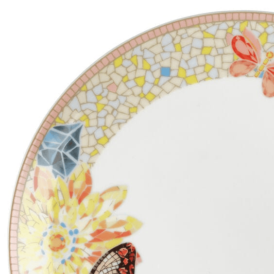 Dolly Parton Mosaic Peach Butterfly 12 Piece Dinnerware Set Service for 4