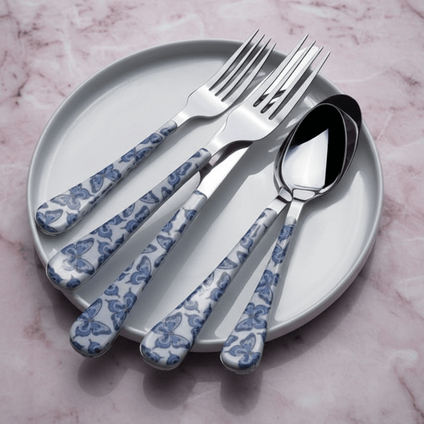Dolly Parton Mosaic Butterfly 20 Piece Flatware Set. Service for 4