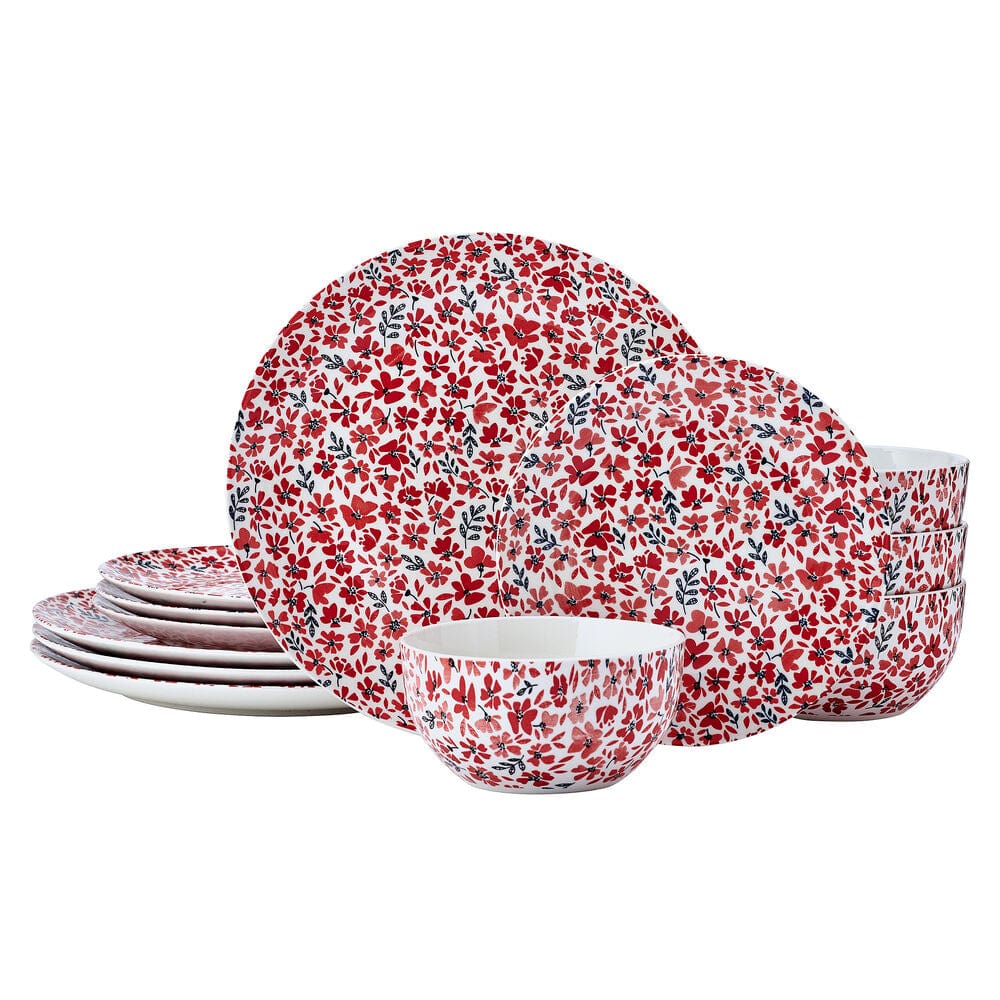 Radiant Blossom 12 Piece Dinnerware Set. Service for 4