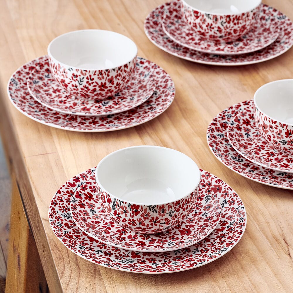 Radiant Blossom 12 Piece Dinnerware Set. Service for 4