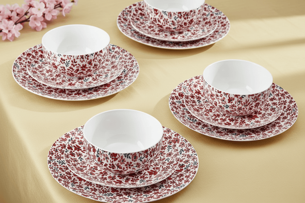 Radiant Blossom 12 Piece Dinnerware Set. Service for 4