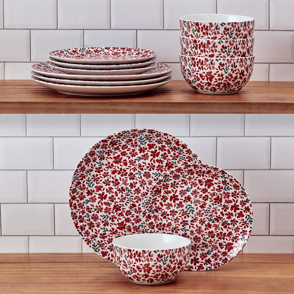 Radiant Blossom 12 Piece Dinnerware Set. Service for 4