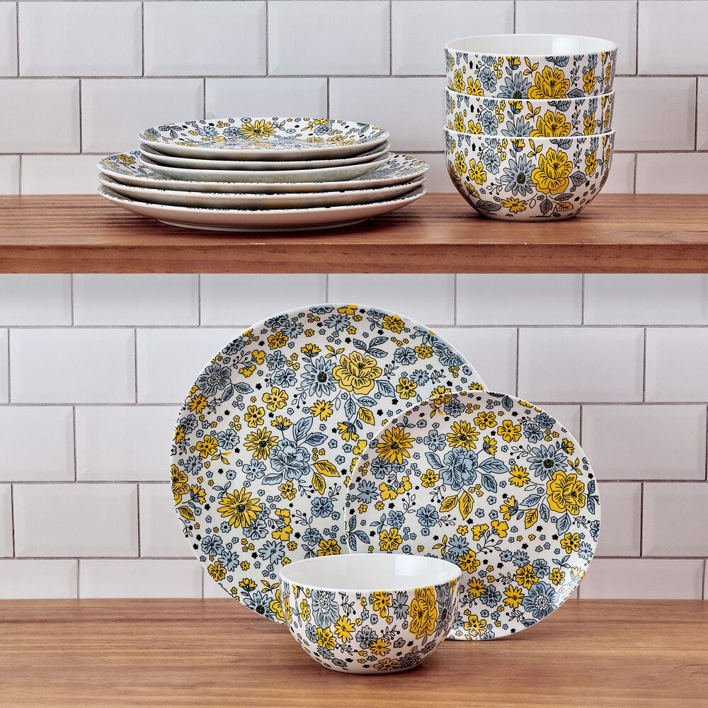 Vibrant Garden 12 Piece Dinnerware Set. Service for 4