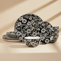 Midnight Blooms 12 Piece Dinnerware Set. Service for 4