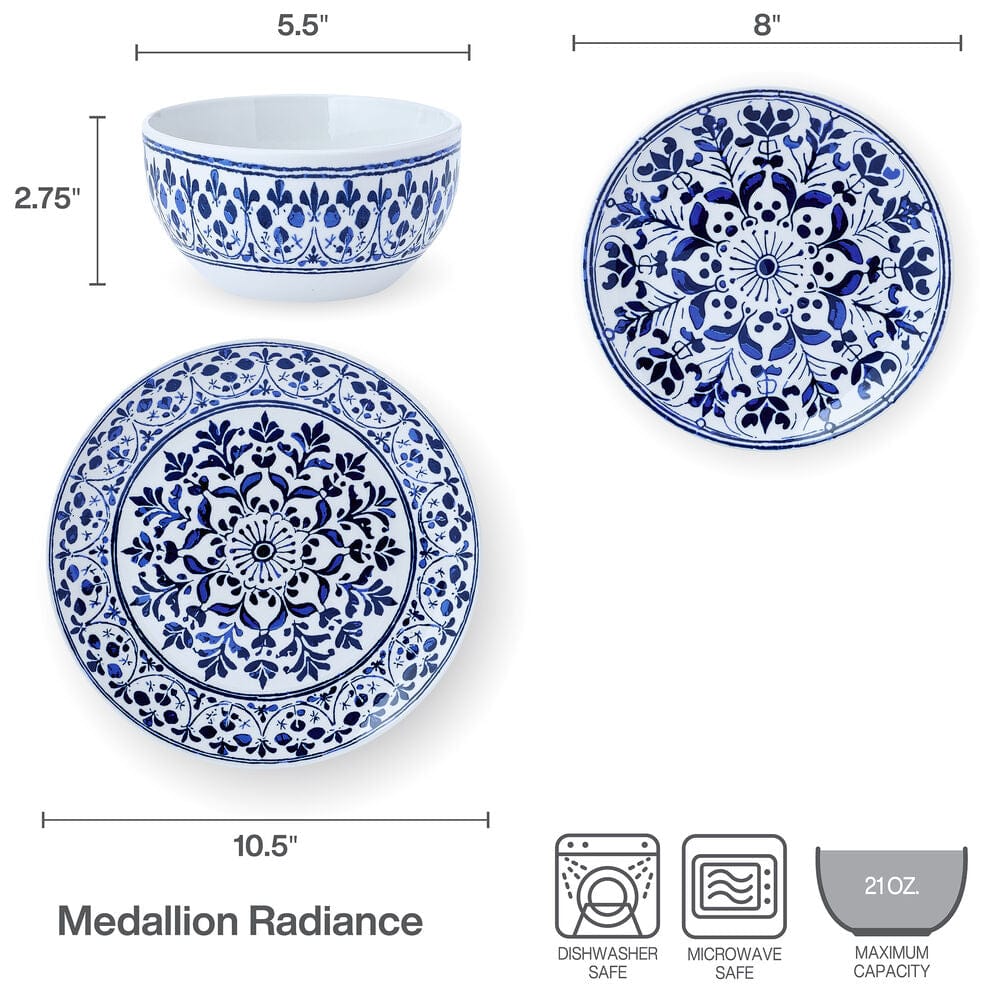 Medallion Radiance 12 Piece Dinnerware Set. Service for 4
