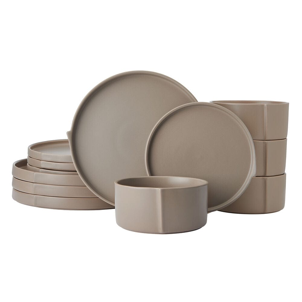 Contemporary Edge Taupe 12 Piece Dinnerware Set. Service for 4