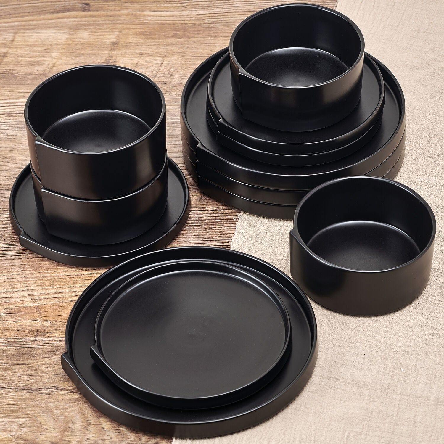 Contemporary Edge Black 12 Piece Dinnerware Set. Service for 4