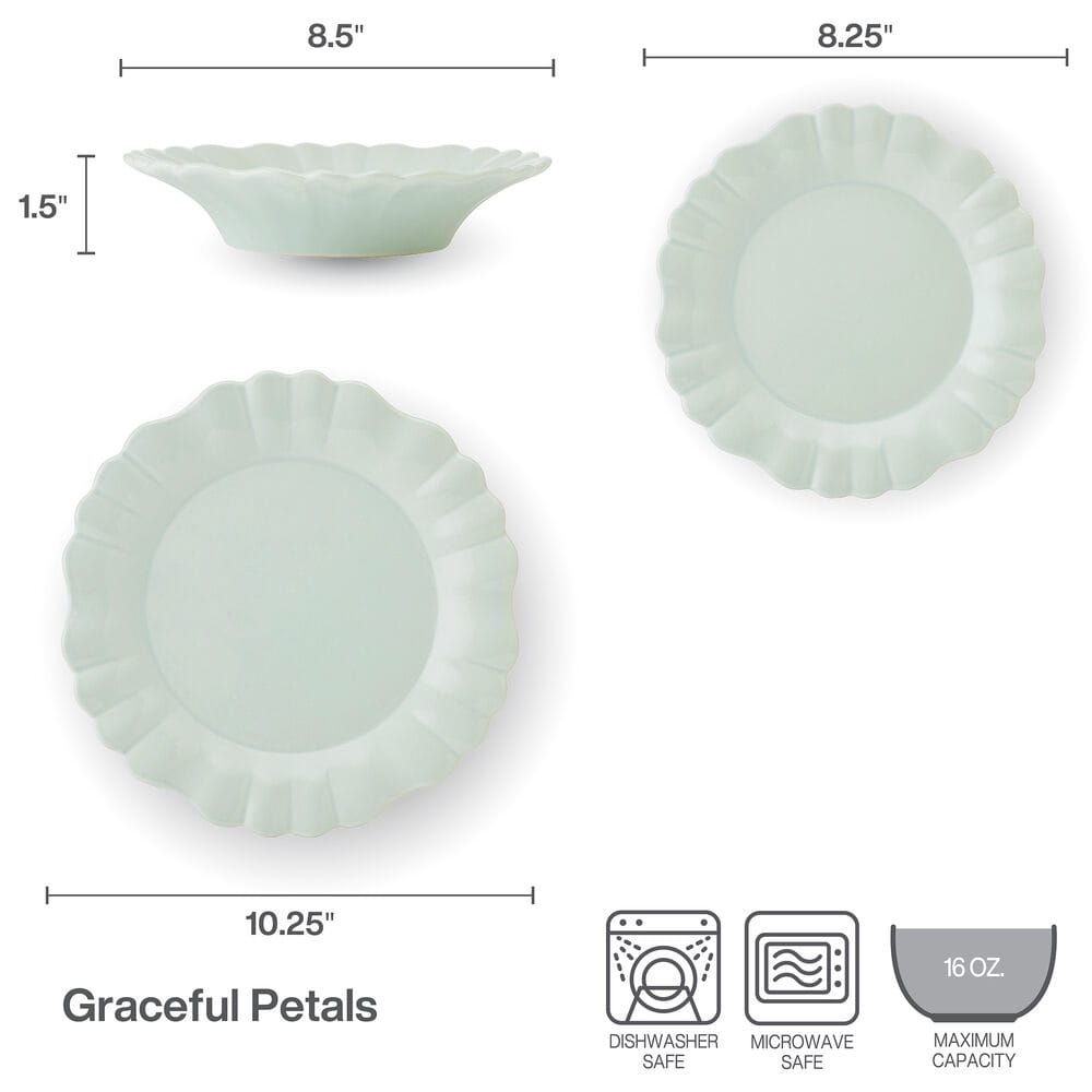 Graceful Petals 12 Piece Dinnerware Set. Service for 4