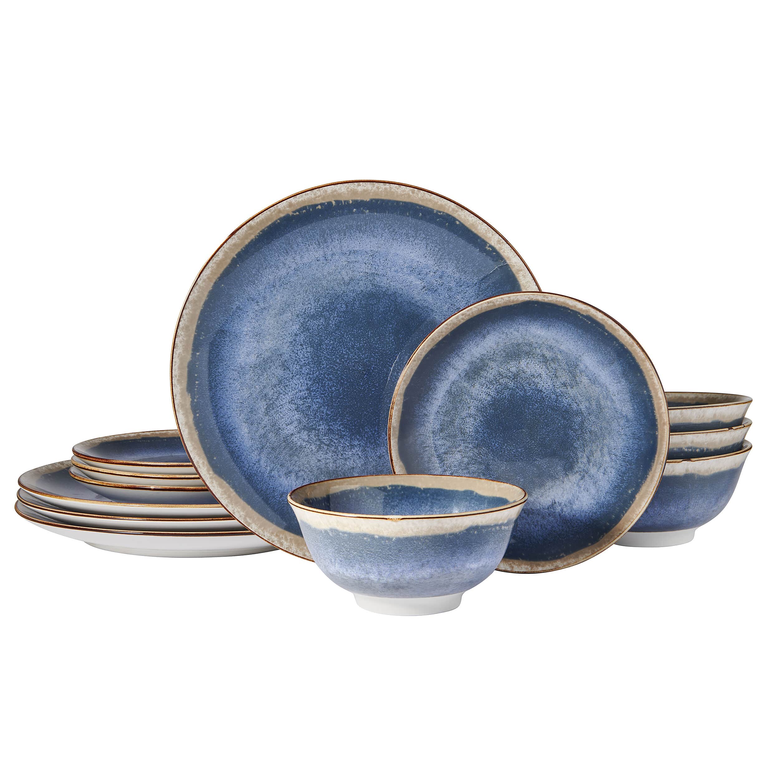 Glimmer Blue 12 Piece Dinnerware Set. Service for 4