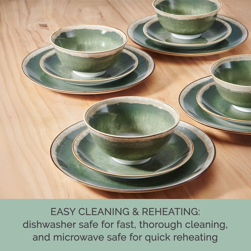 Glimmer Sage 12 Piece Dinnerware Set. Service for 4