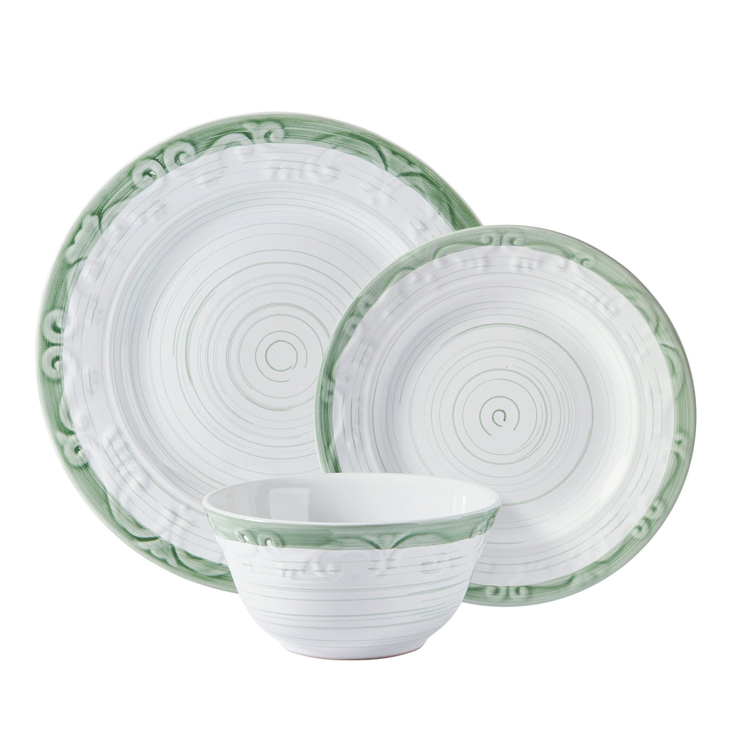 Trellis Sage Accent 12 Piece Dinnerware Set. Service for 4
