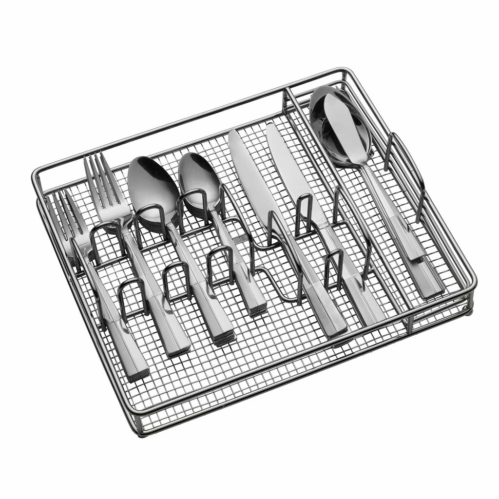 Arabesque Frost 42 Piece Flatware Set with Caddy. Service for 8