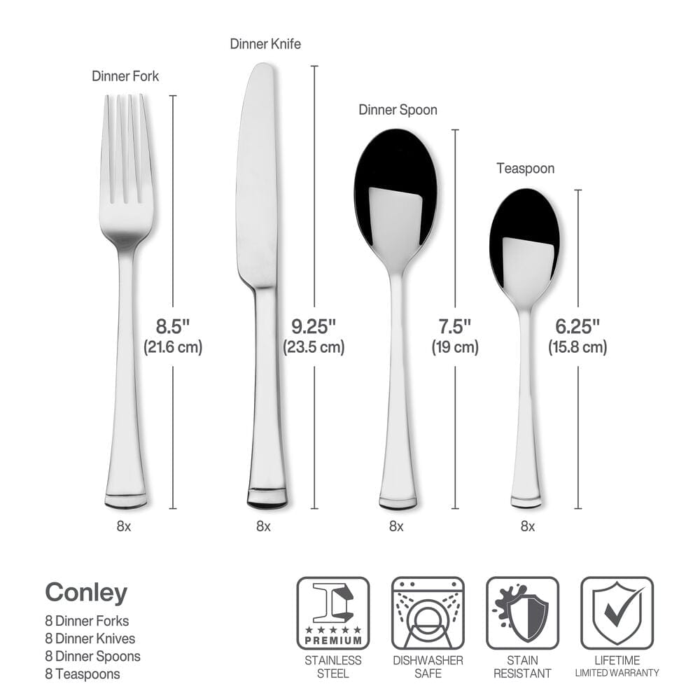 Conley 34 Piece Flatware Set. Service for 8