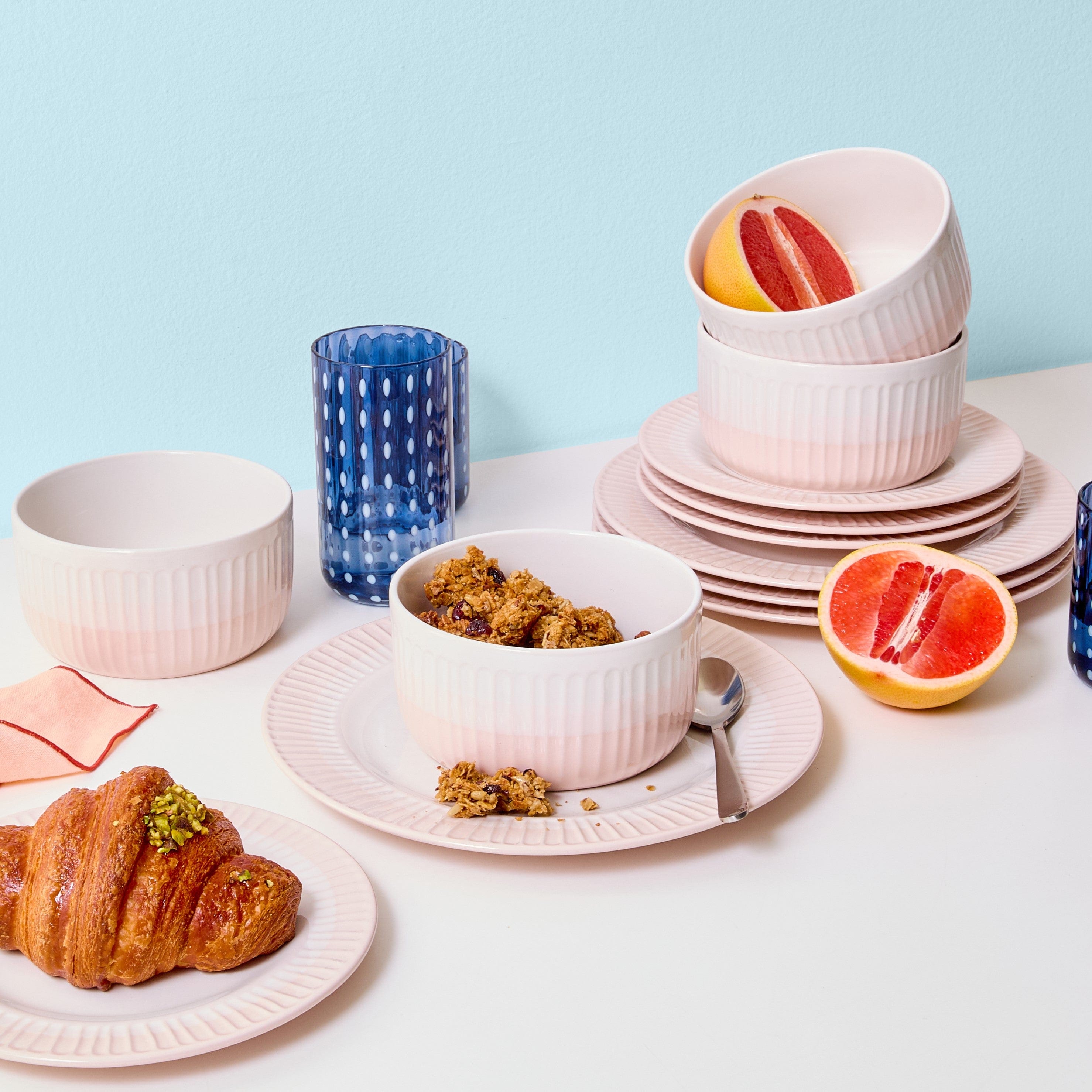 Darbie Angell Rising Up Blush 12 Piece Dinnerware Set. Service for 4