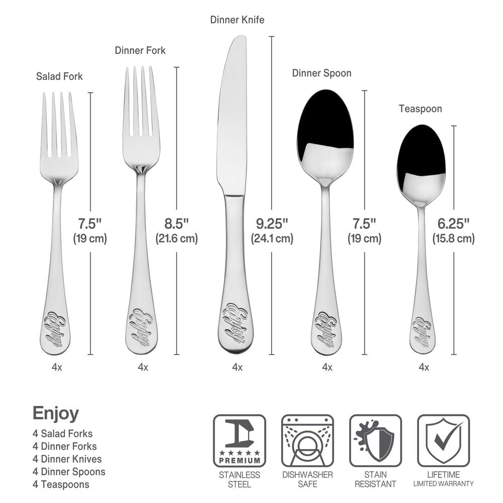 Enjoy 20 Piece Flatware Set. Service for 4