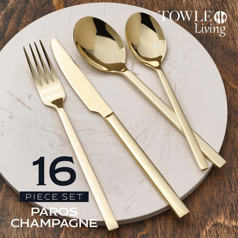 Paros Champagne Forged 16 Piece Flatware Set. Service for 4