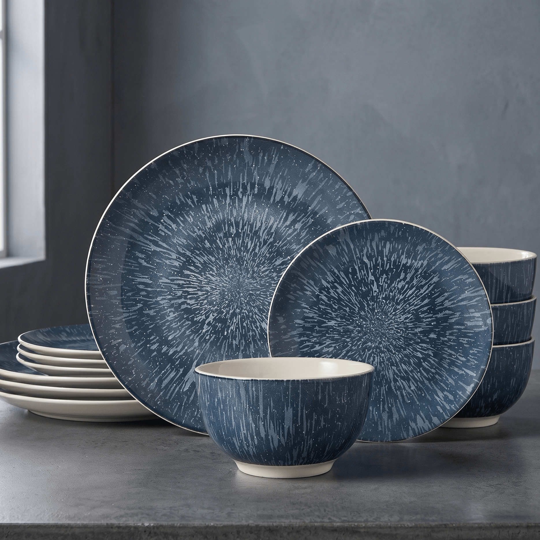 Mist 12 Piece Dinnerware Set. Service for 4
