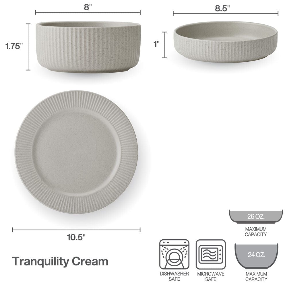 Tranquility 12 Piece Dinnerware Set. Service for 4