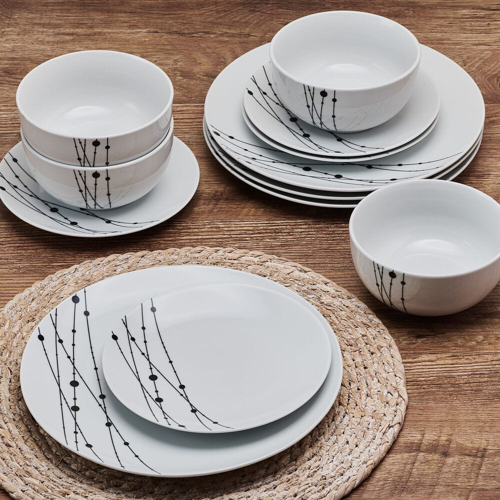Linear Symphony 12 Piece Dinnerware Set. Service for 4