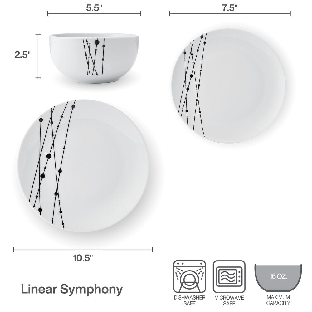 Linear Symphony 12 Piece Dinnerware Set. Service for 4