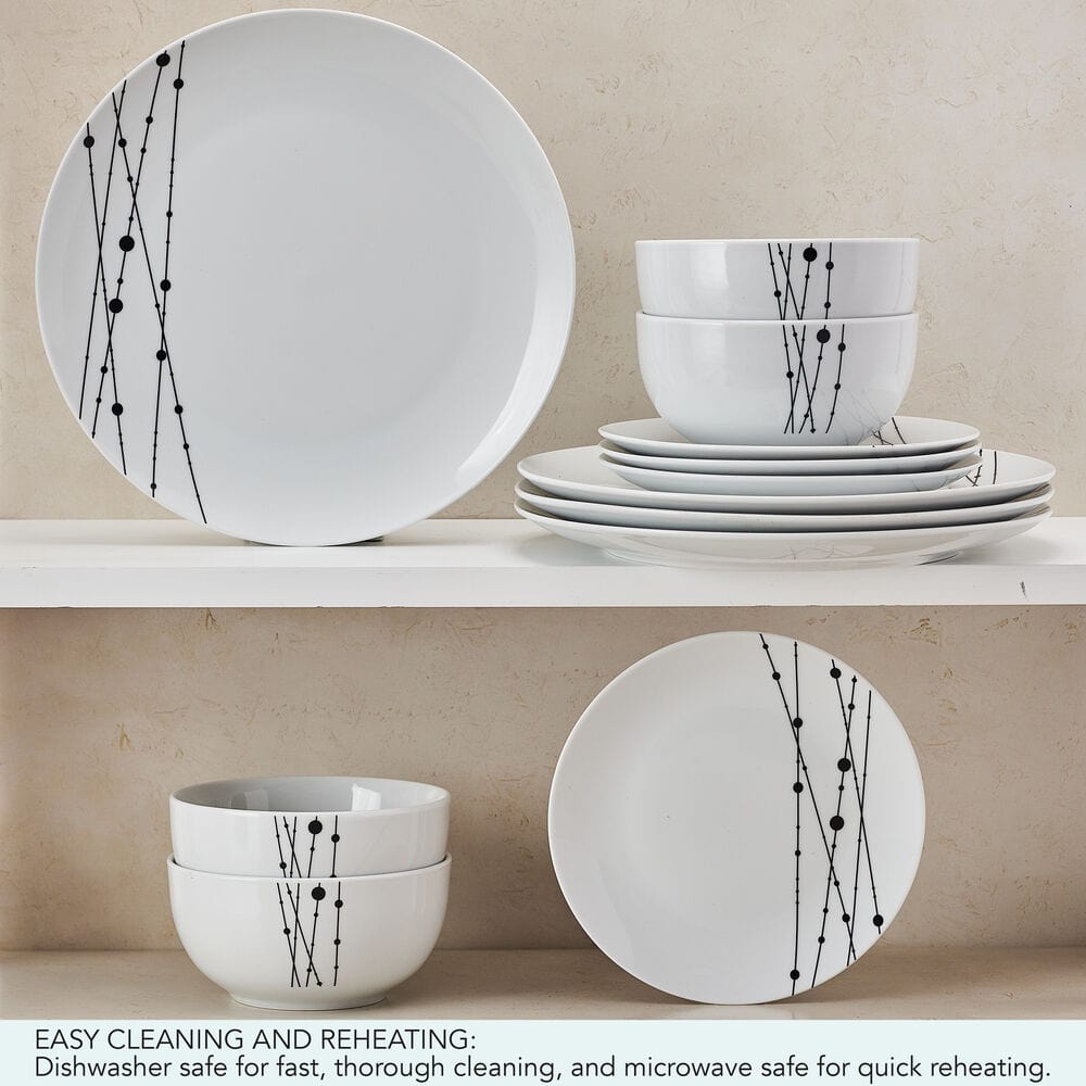 Linear Symphony 12 Piece Dinnerware Set. Service for 4