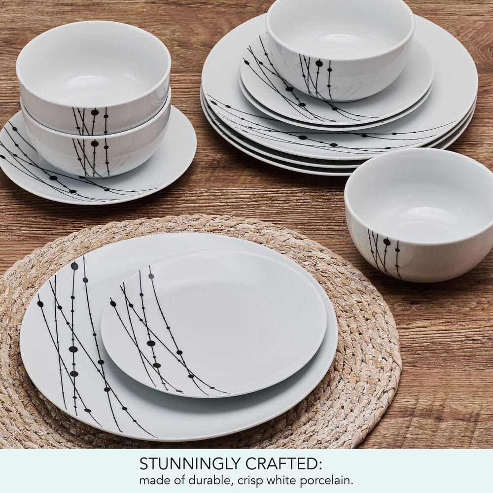 Linear Symphony 12 Piece Dinnerware Set. Service for 4