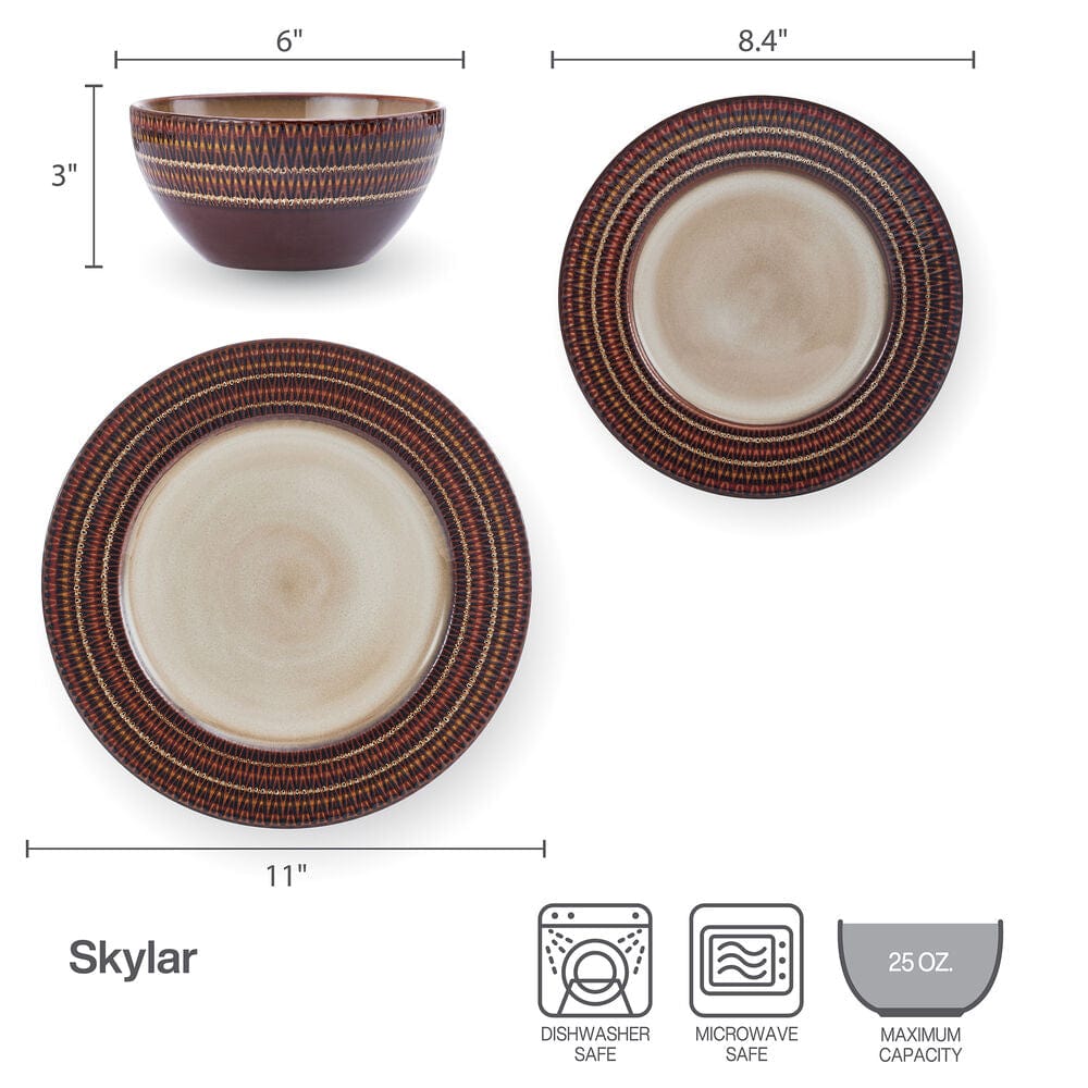 Skylar 12 Piece Dinnerware Set. Service for 4