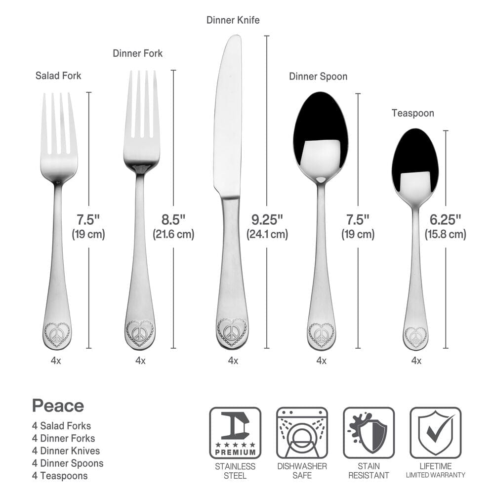 Peace 20 Piece Flatware Set. Service for 4