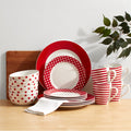 Kenna Red 16 Piece Dinnerware Set. Service for 4
