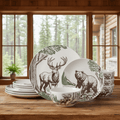 Rustic Lodge 12 Piece Dinnerware Set. Service for 4