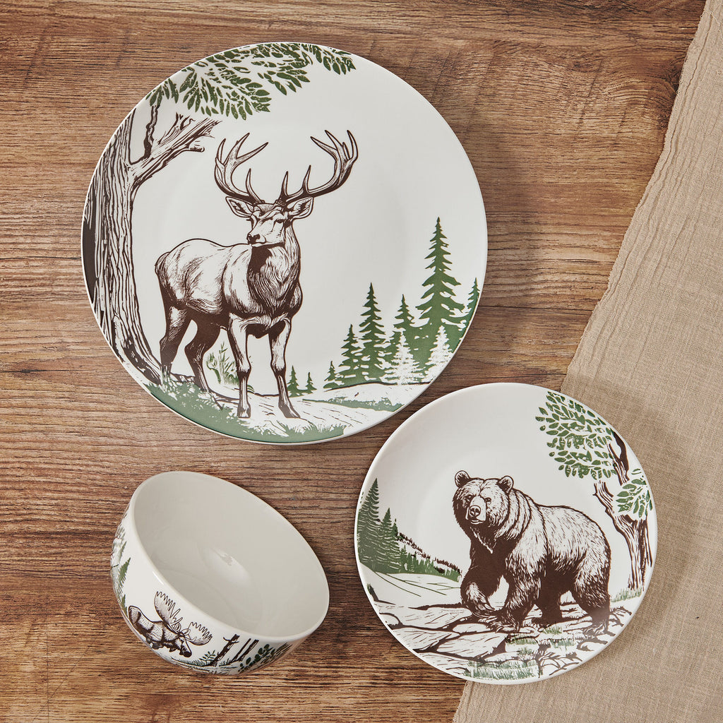 Rustic Lodge 12 Piece Dinnerware Set. Service for 4