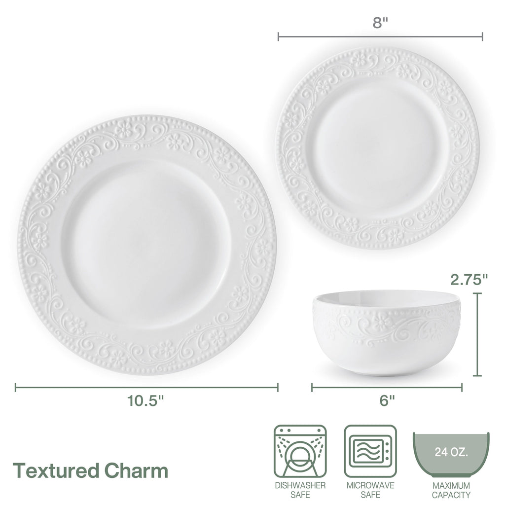 Textured Charm 24 Piece Dinnerware Set. Service for 8