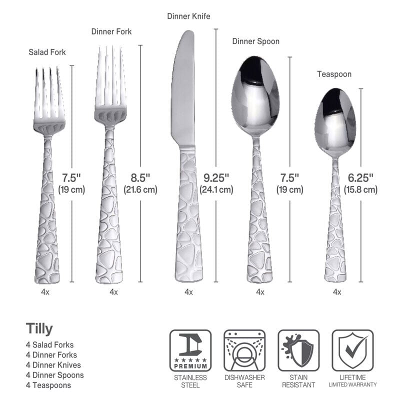 Tilly 20 Piece Flatware Set. Service for 4