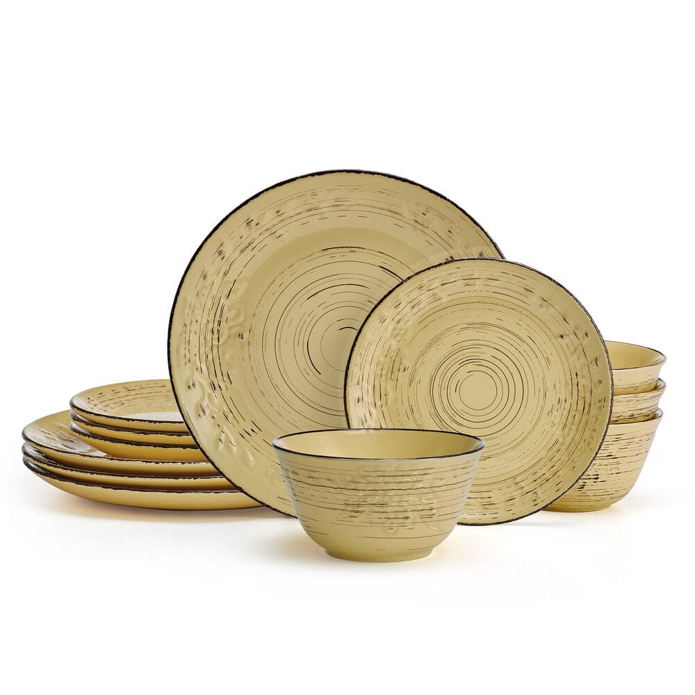 Trellis Sunflower 12 Piece Dinnerware Set. Service for 4
