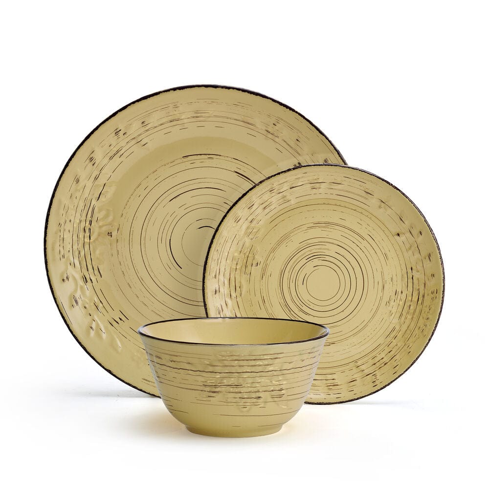 Trellis Sunflower 12 Piece Dinnerware Set. Service for 4