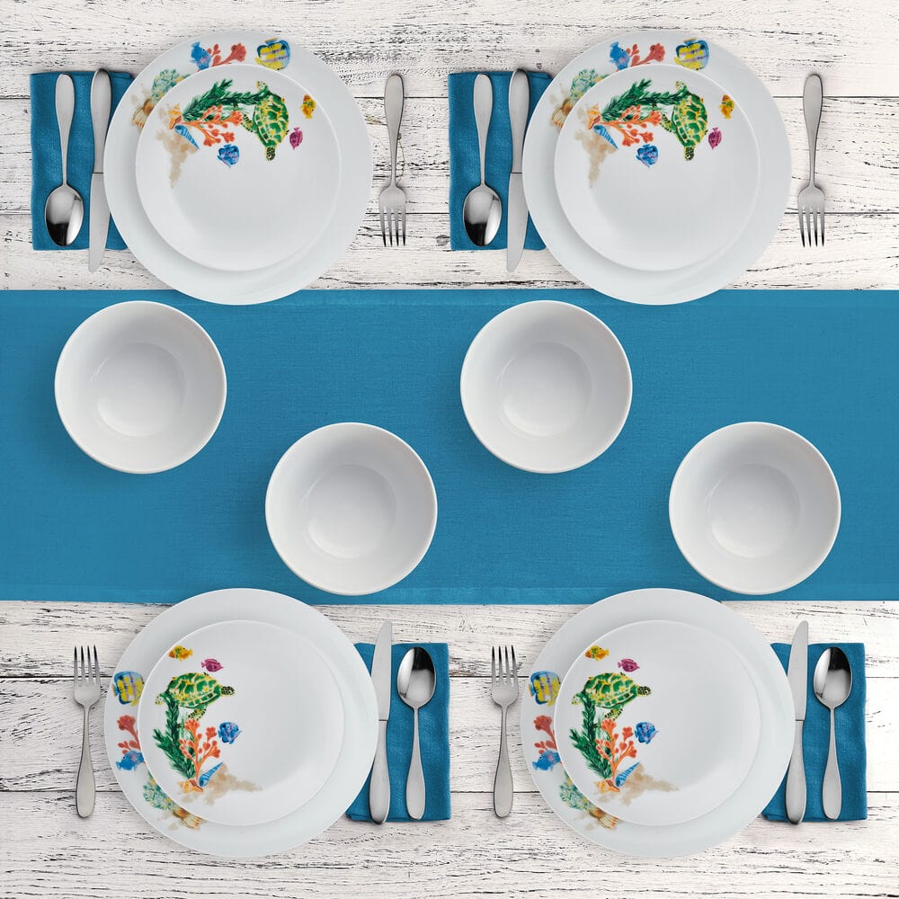 Underwater Life 12 Piece Dinnerware Set. Service for 4