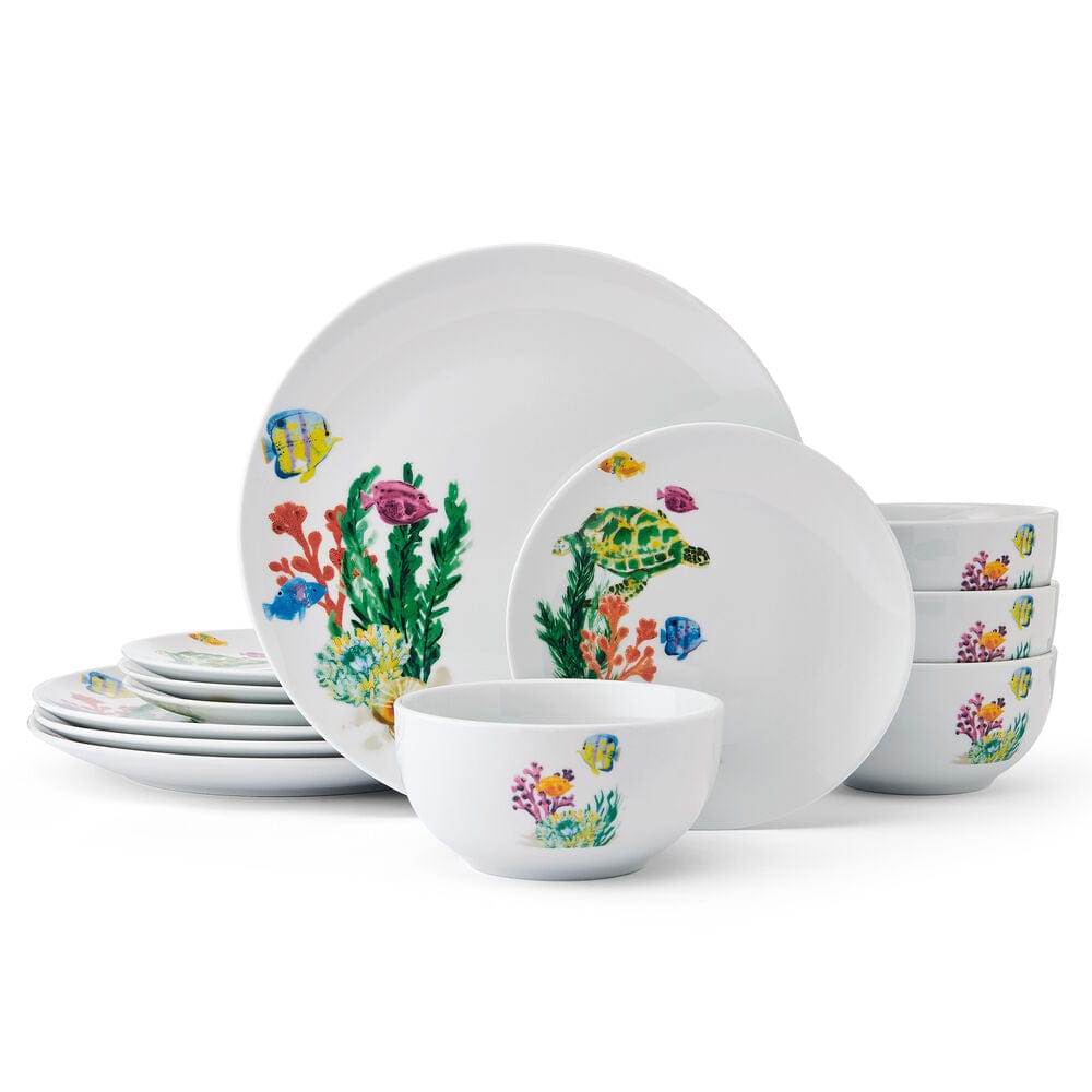 Underwater Life 12 Piece Dinnerware Set. Service for 4