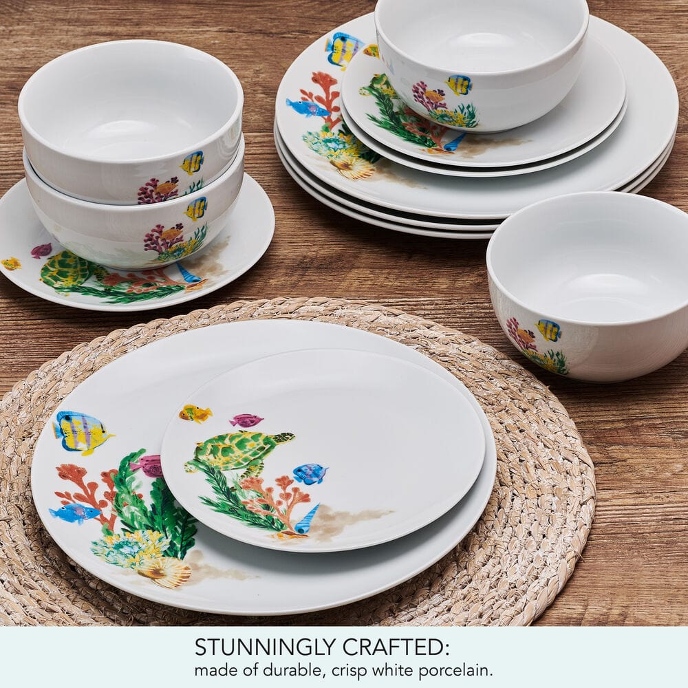 Underwater Life 12 Piece Dinnerware Set. Service for 4
