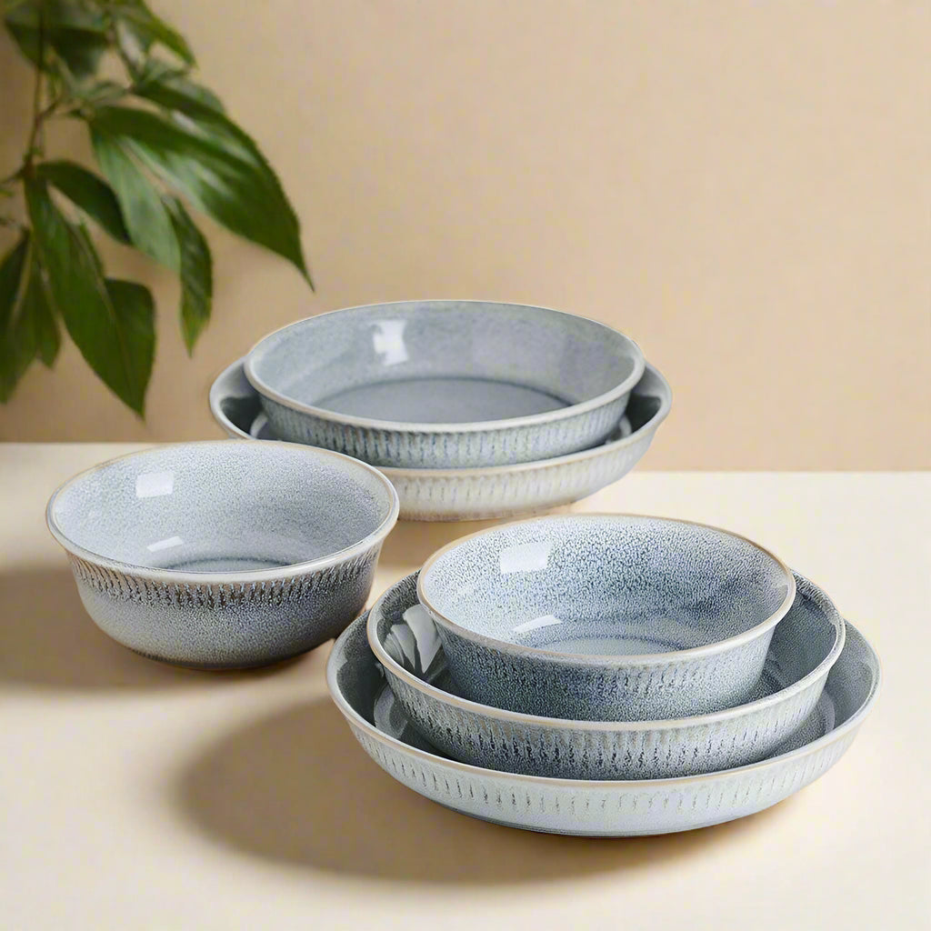 Amara Smoke 6 Piece Dinnerware Bowl Set. Service for 2
