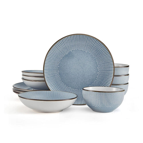 Arlie Blue 12 Piece Pasta Dinnerware Set. Service for 4
