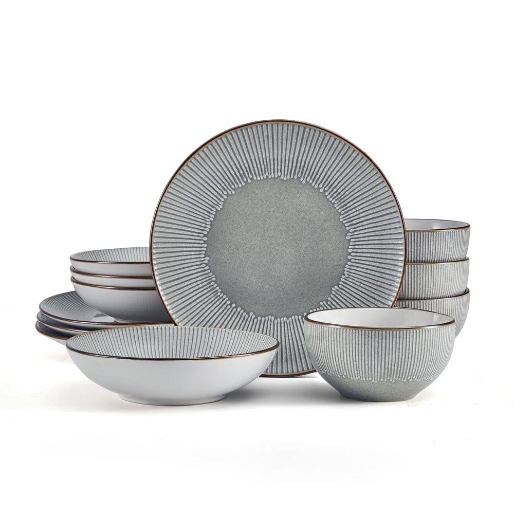 Arlie Gray 12 Piece Pasta Dinnerware Set. Service for 4
