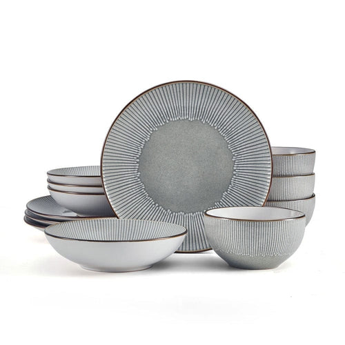 Arlie Gray 12 Piece Pasta Dinnerware Set. Service for 4