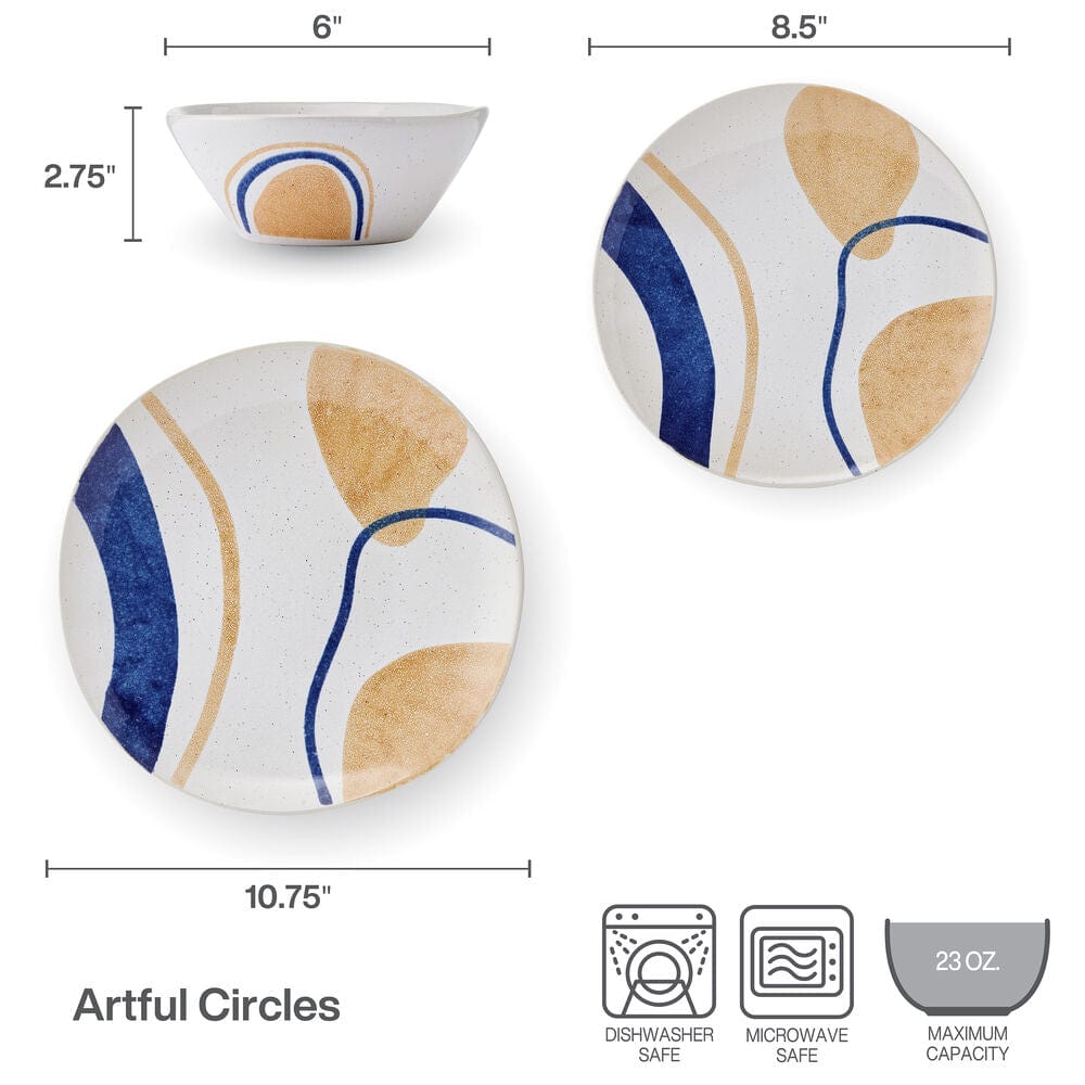 Artful Circles 12 Piece Set. Service for 4