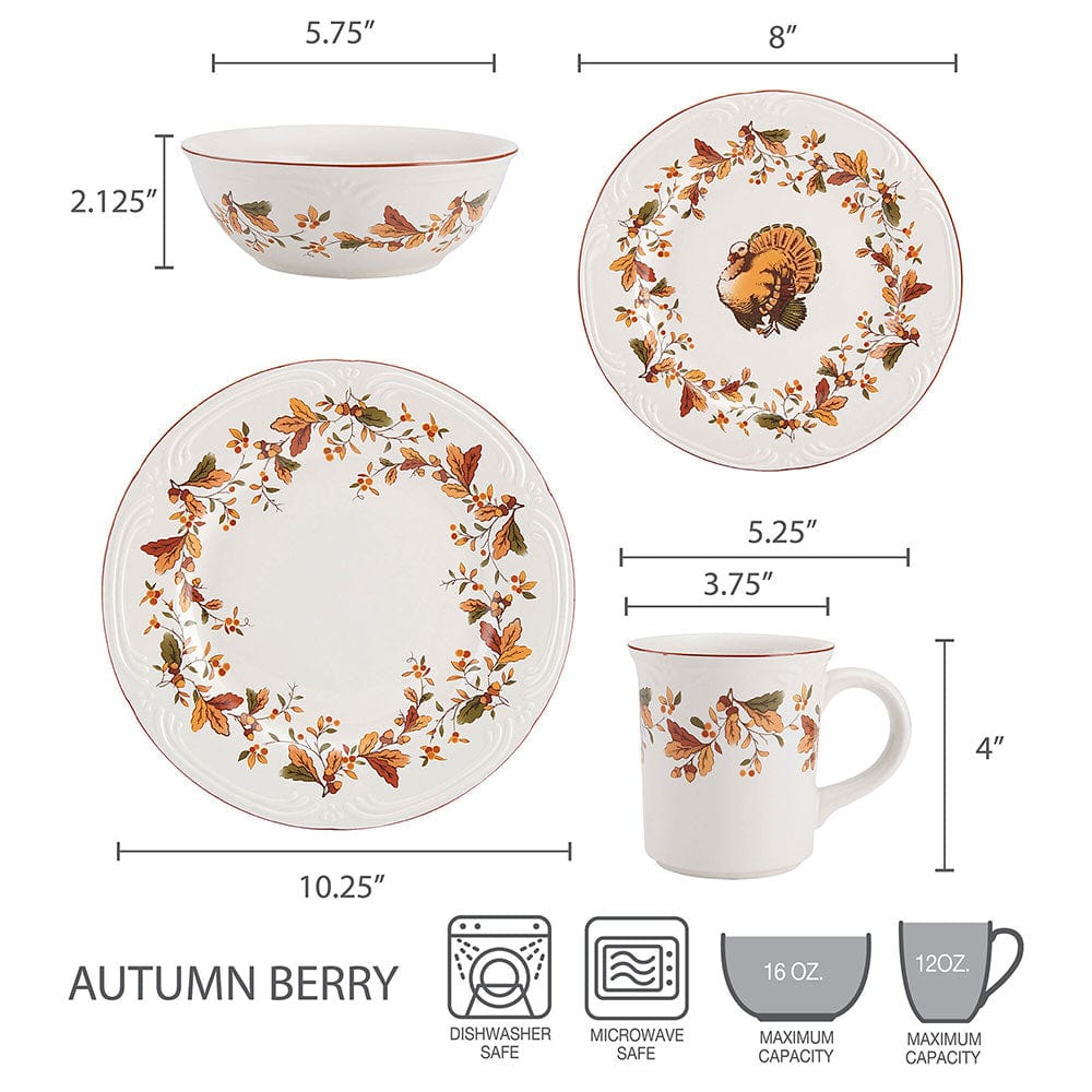 Autumn Berry™ 16 Piece Dinnerware Set. Service for 4