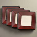 Gourmet Basics Belmont Set of 4 Red Square Dinner Plates