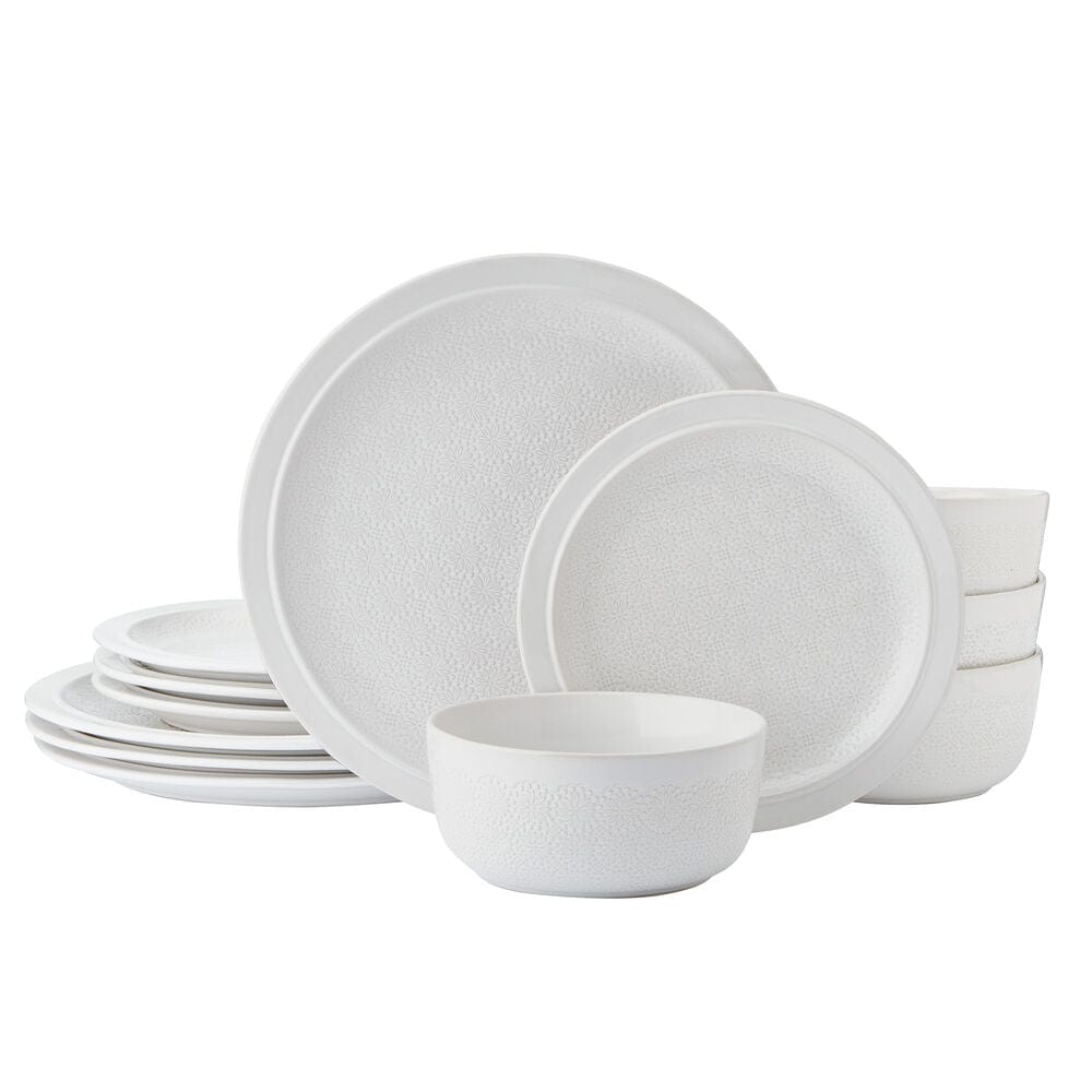 Blooming Meadow Cream 12 Piece Dinnerware Set. Service for 4