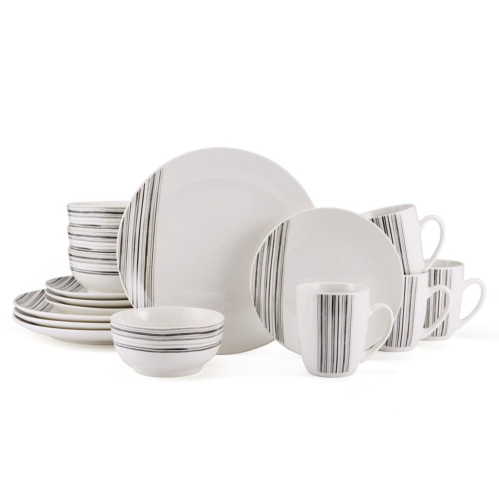 Brushed Lines 16 Piece Dinnerware Set. Service for 4