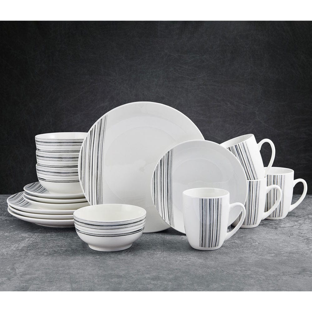 Brushed Lines 16 Piece Dinnerware Set. Service for 4